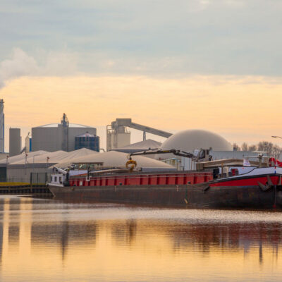 Inland Transportation Barge Unloading at a Chemical Plant